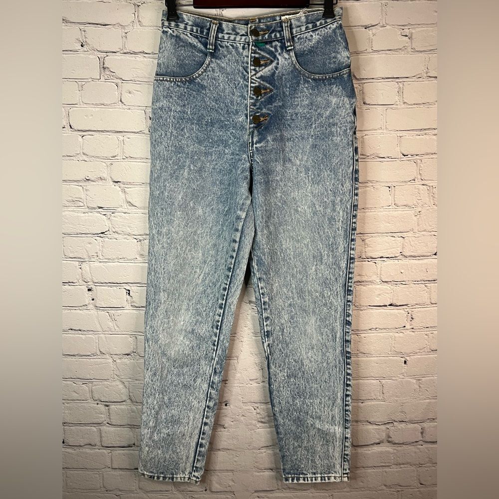 Nuovo Industriale Acid Wash High Rise Vintage 90s Button Fly Denim Jeans size 9